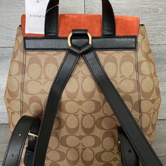 Coach Suede Kleo khaki multi backpack bagwomen signature - Picture 7 of 13